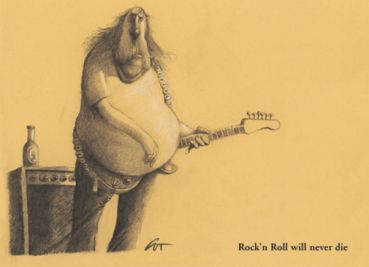 Postcard "Rock`n Roll will never die" by Peter Gut