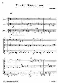 Pusak, Jörg: Chain Letters for 3 Guitars or Guitar Ensemble, sheet music sample