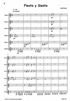 Pusak, Jörg: Fiesta y Siesta, Spanish music for 6 guitars or guitar ensemble, sheet music sample