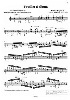 Regondi, Giulio: Feuillet d`album for guitar solo, sheet music sample