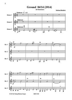 Reidick, Michael: Ground 84/14 for 3 guitars and Passacaglia Canonica for guitar canon, notes sample