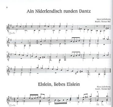 Reif, Werner: Lautenstücke der Renaissance Deutschland für Gitarre solo, Noten Beispiel