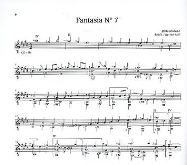 Reif, Werner: Lautenstücke der Renaissance - Lute Pieces from the Renaissance England for guitar solo, notes sample