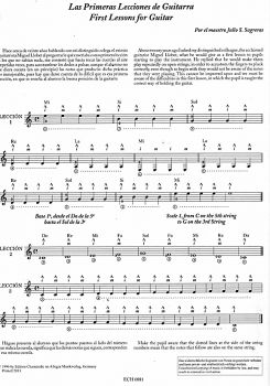 Sagreras, Julio: Guitar Lessons 1-3- Las Primeras, Segundas y Terceras Leciones, Gitarrenschule Band 1 bis 3 Beispiel