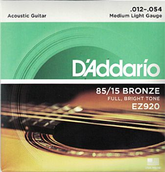 Saiten für Westerngitarre, D`Addario EZ920, light, 012 - 054, Bronze 85/15