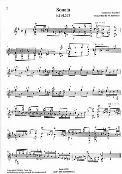 Scarlatti, Domenico: Five Sonatas, K11 K32, K27, K474, K531, arr. Manuel Barrueco, Guitar solo, sheet music sample