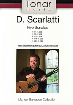 Scarlatti, Domenico: Five Sonatas, K11 K32, K27, K474, K531, arr. Manuel Barrueco, Guitar solo, sheet music
