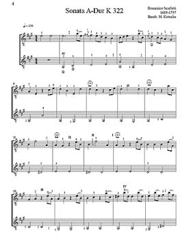 Scarlatti, Domenico: Sonata A-Dur, K.322 und K.323 für 2 Gitarren, Noten Beispiel