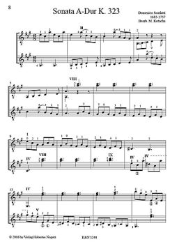 Scarlatti, Domenico: Sonata A-Dur, K.322 und K.323 für 2 Gitarren, Noten Beispiel k323