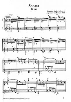 Scarlatti, Domenco: Sonatas K.141, K.144, K.460 für 2 Gitarren, Noten Beispiel