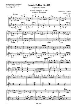 Scarlatti, Domenico: 2 Sonatas, K.175 and K.492 for 2 guitars, sheet music sample