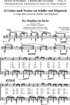 Schubert, Franz: 12 Lieder nach Texten von Schiller und Klopstock für Tenor und Gitarre - Lieder mit Gitarre Band 6, Noten Beispiel