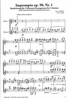 Schubert, Franz: Impromptu op. 90 Nr. 1 for 2 guitars, sheet music sample