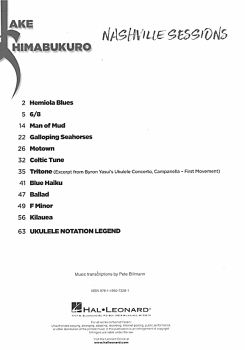 Shimabukuro, Jake: Nashvile Sessions für Ukulele solo, Noten und Tabulatur Inhalt