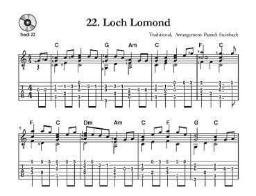 Steinbach, Patrick: Irish Guitar Tunes for solo guitar or melody instrument and guitar,  standard notation and tab sample