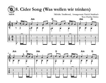 Steinbach, Patrick: Irish Guitar Tunes für Sologitarre oder Melodieinstrument in C und Gitarre, Noten und Tabulatur Beispiel