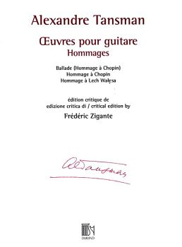 Tansman, Alexandre: Oeuvres pour Guitare, Hommages, Tributes for Guitar solo, sheet music