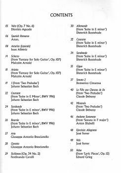 The Classical Guitar Collection, guitar solo sheet music content