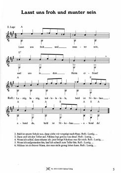 Wagenschein, Matthias: Advents- und Weihnachtslieder für Gitarre, 1. und 2. Lage, leere Bässe, Noten Beispiel
