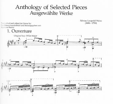 Weiss, Silvius Leopold: Anthology of Selected Pieces for guitar solo, sheet music sample
