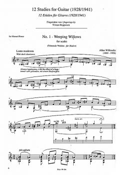 Hoppstock, Tilman (Willcocks, Allan): 12 Studies for guitar, 12 Etüden für Gitarre solo, Noten Besipiel