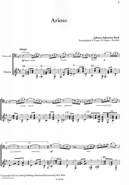 Hager, Elke and Robert: 2gether for Cello & Guitar, Pieces from different centuries, sheet music sample