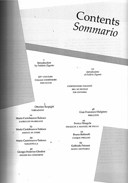 20th Century Italian Composers, Italienische Musik des 20. Jahrhunderts für Gitarre solo, Noten Inhalt