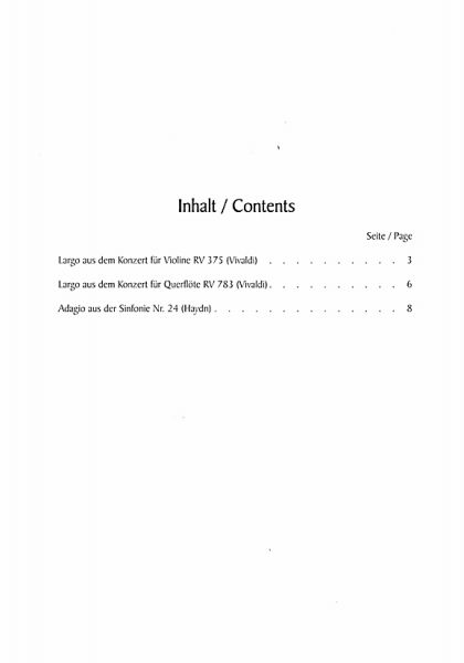 3 Duette nach Vivaldi und Haydn für Flöte (Altblöckflöte) und Gitarre, Noten Inhalt