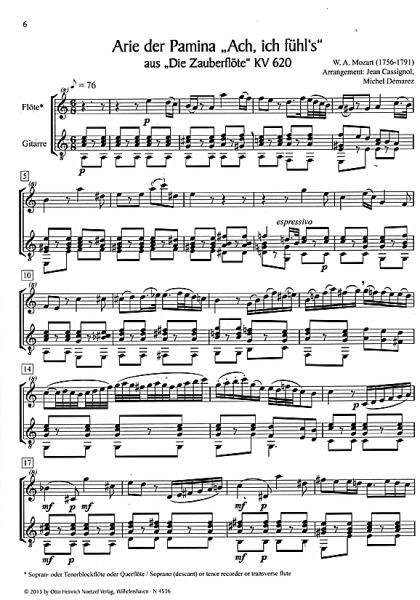 6 Duette von Vivaldi bis Elgar für Flöte und Gitarre, Noten Beispiel