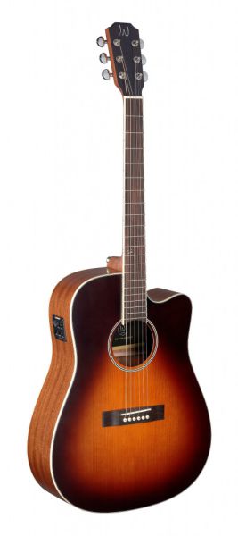 Acoustic guitar with pickup J.N. EZRA, Steel-string guitar with solid cedar top, dreadnought shape, sunburst