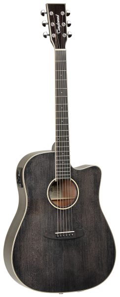 Acoustic guitar with Pickup, Tanglewood TW5, Black Shadow finished Dreadnought guitar with solid top