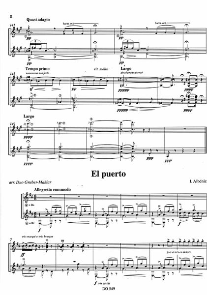 Albeniz, Isaac: Evocacion and El Puerto for Guitar Duo, arr. Duo Gruber Maklar, sheet music sample