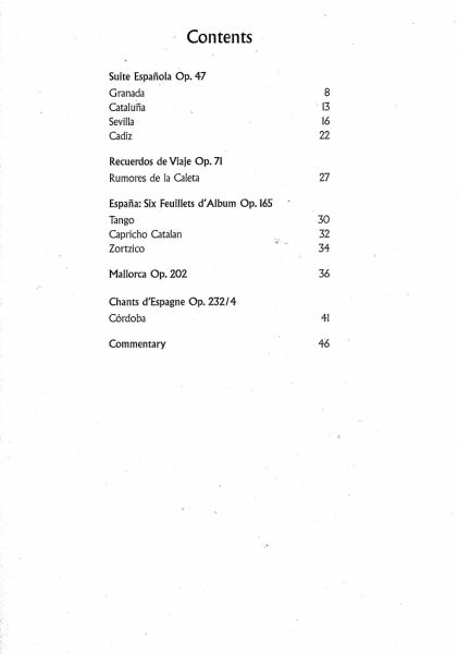 Albeniz, Isaak: Albeniz Guitar Collection, Bearbeiter: Julian Bream, Gitarre solo Noten Inhalt