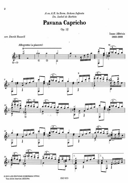 Albeniz, Isaac: The Music of Albeniz Vol.3, aus Espana op. 165 für Gitarre solo bearbeitet von David Russel, Noten Beispiel