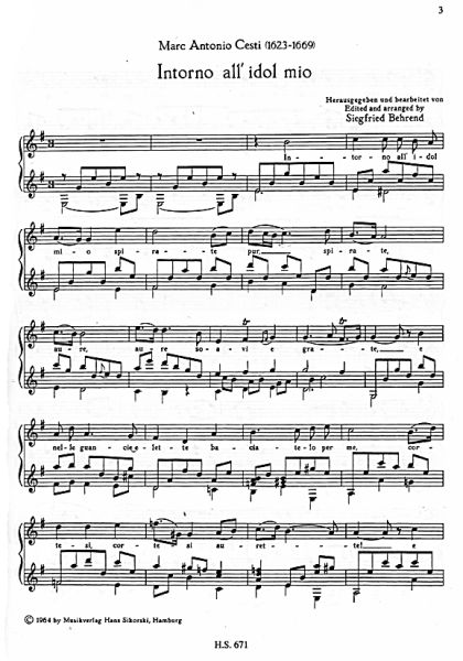 Old Italian Arias for voice and guitar, sheet music sample