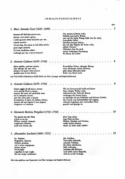 Old Italian Arias for voice and guitar, sheet music content