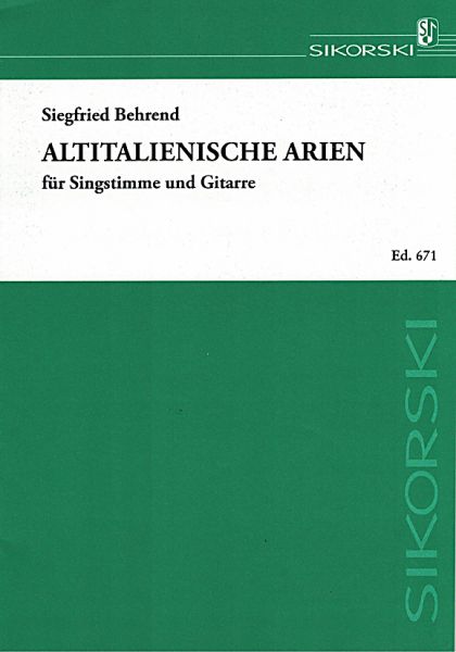 Altitalienische Arien für Gesang und Gitarre, Noten