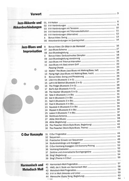 Autschbach, Peter: Jazzgitarrenbu.ch (+ online Video), Jazz Guitar Method content