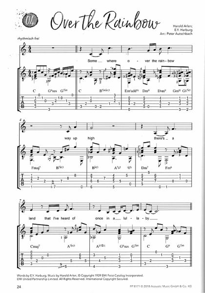 Autschbach, Peter: Meine Lieblingsstücke, 15 Fingerstyle Pieces for guitar solo, sheet music sample