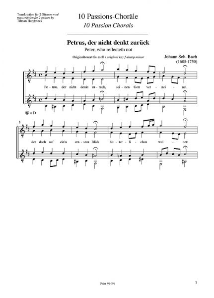 Bach, Johann Sebastian: 10 Passions-Choräle für 2 Gitarren, Noten Beispiel
