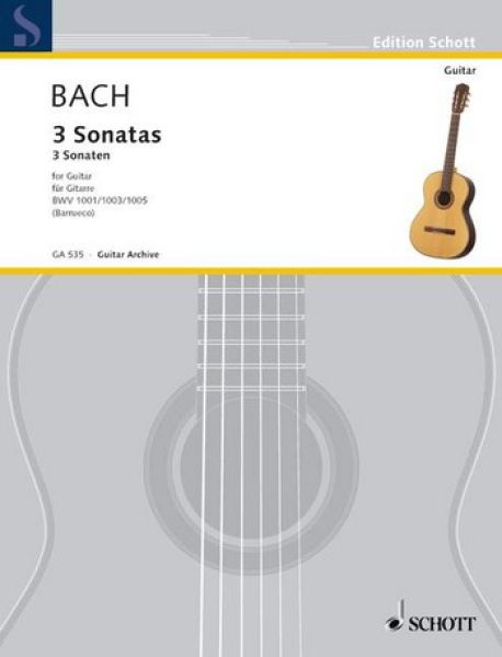 Bach, Johann Sebastian: 3 Sonatas from the Sonatas for solo Violin BWV1001/1003/1005 for guitar, editor Manuel Barrueco, sheet music