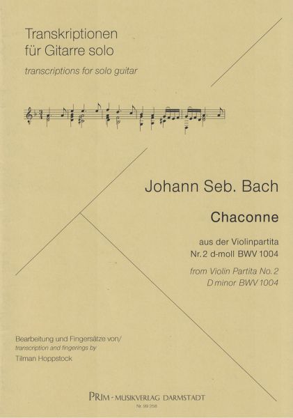 Bach, Johann Sebastian: Chaconne d-moll aus der Violinpartita BWV 1004, Bearbeiter: Tilman Hoppstock, Gitarre solo Noten