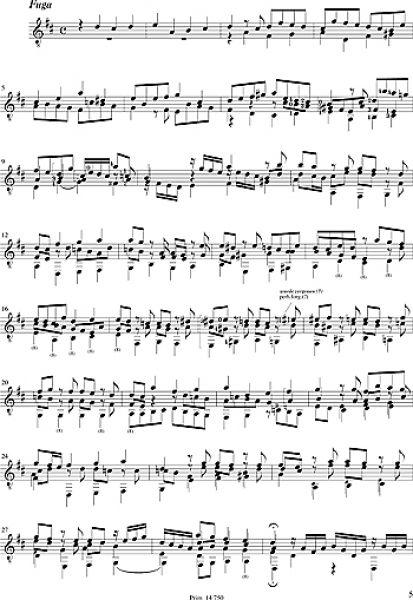 Bach, Johann Sebastian: Präludium, Fuge & Allegro BWV 998, D-Dur, Bearbeiter Tilman Hoppstock, noten Beispiel