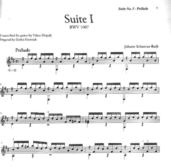 Bach, Johann Sebastian: 6 Cello Suites for guitar BWV 1007-1012, Noten Beispiel