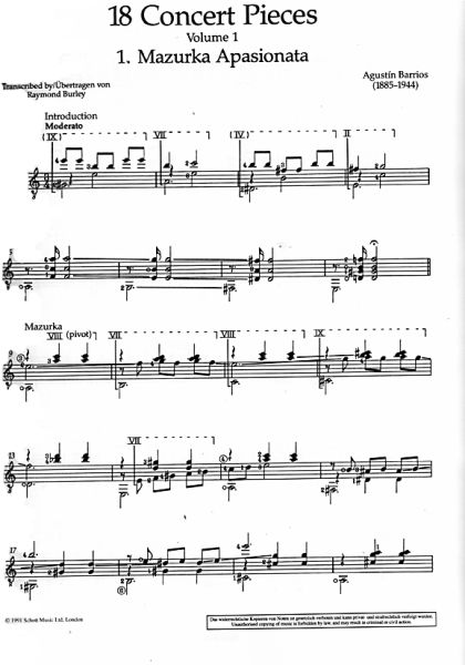 Barrios Mangore, Agustin: 18 Concert Pieces Vol. 1, Guitar solo sheet music sample