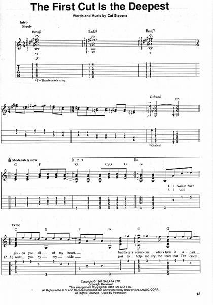 First Fingerstyle Songs - Beginning Solo Guitar - Pop/ Rock Classics für Gitarre solo, Noten und Tabulatur Beispiel