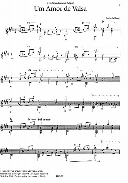 Bellinati, Paulo: Um Amor de Valsa for guitar solo, sheet music sample