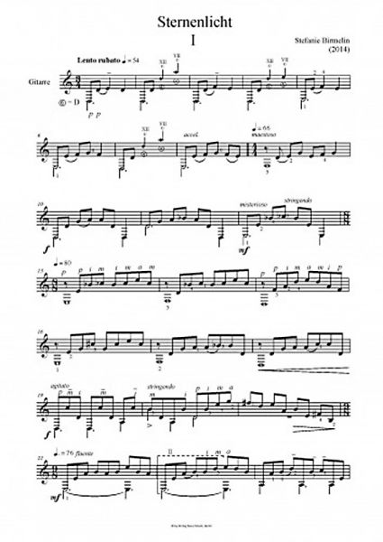 Birmelin, Stefanie: Sternenlicht - Starlight for guitar solo, sheet music sample