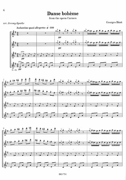 Bizet, Georges: Selections from Carmen Vol. 1 for 4 guitars, sheet music sample