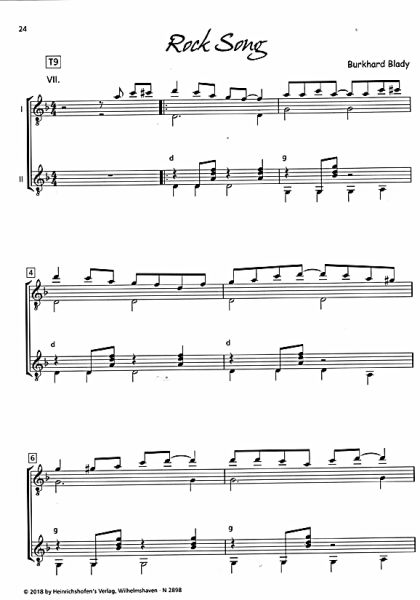 Blady, Burkhard: Hochlagen, Folk, Bues, Rock für 1-2 Gitarren oder Melodieinstrument und Gitarre, Noten Beispiel